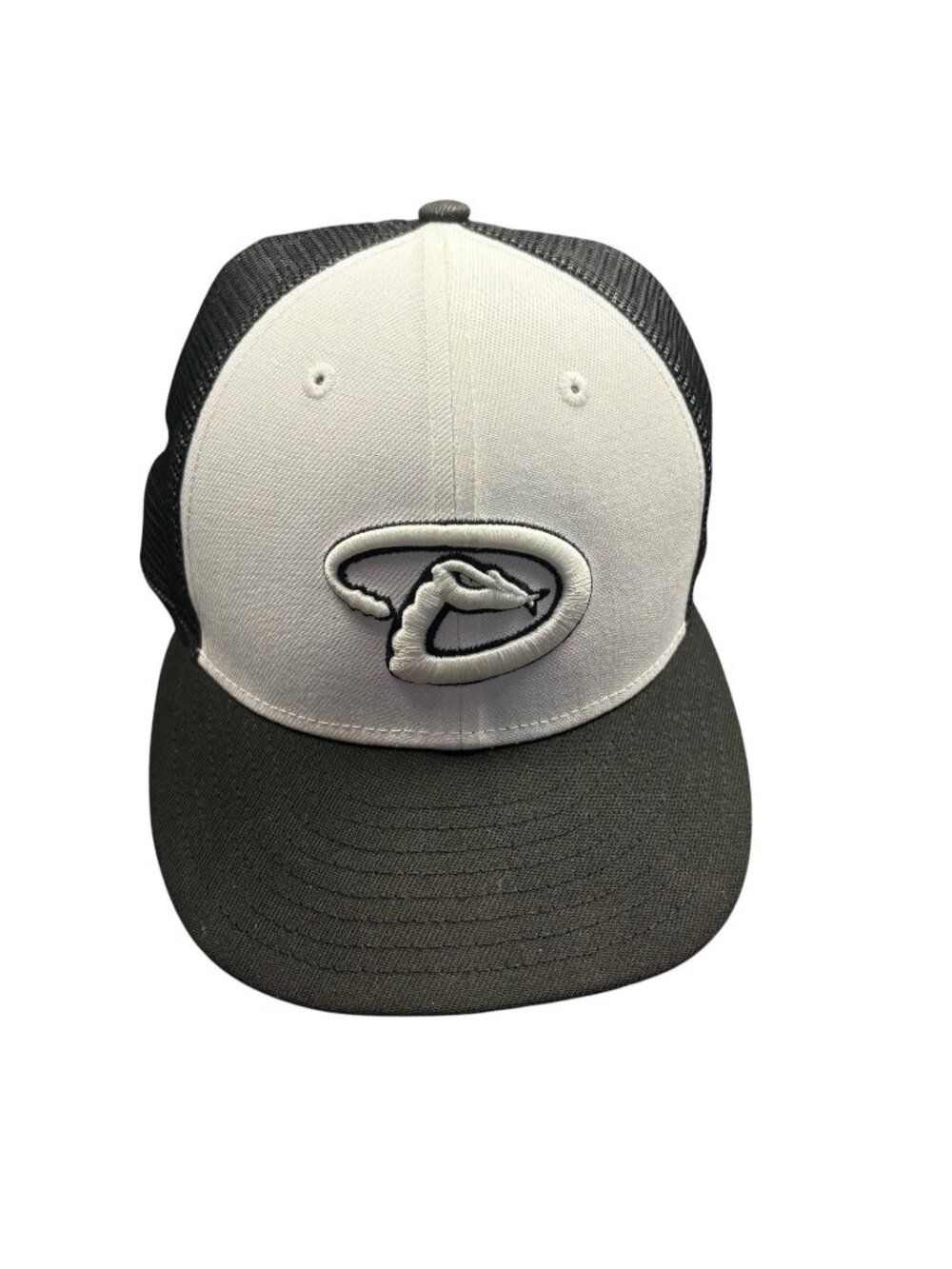 Arizona Diamondbacks New Era 59FIFTY Fitted Trucker Hat Black White 7 1/2